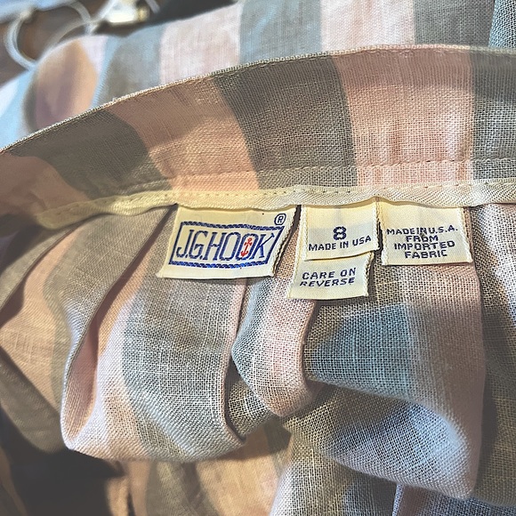 Vintage JGHook Stripe w/Floral Border Pleated Skirt - Picture 3 of 6